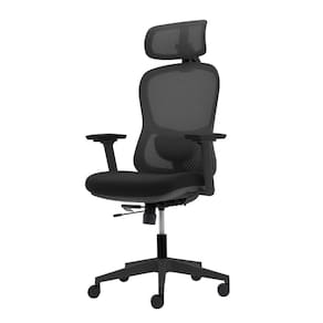 Cadeira Ergonômica NR 17 Presidente Encosto Mesh Apoio De Cabeça E Braços Ajustáveis Preta