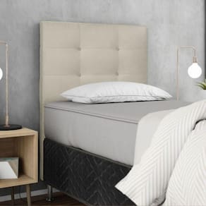 Cabeceira Estofada Cama Box Solteiro 90 Cm Milão Suede Suede Bege