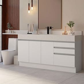 Armário Gabinete Para Banheiro 180cm 3 Portas 3 Gavetas Madesa Branco
