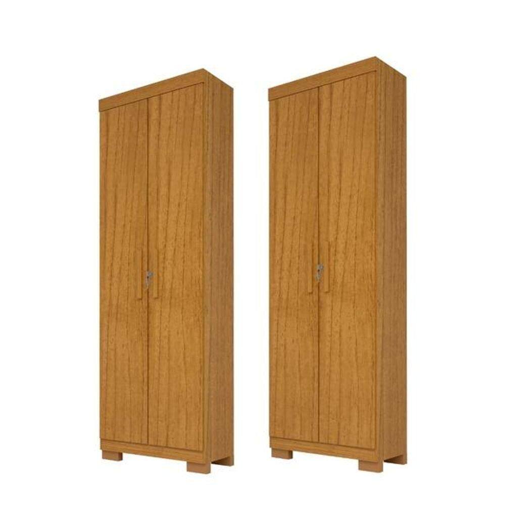 Kit 2 Armário Multiuso Israel 2 Portas Com Chave 100% Mdf Linhamobília Cinamomo
