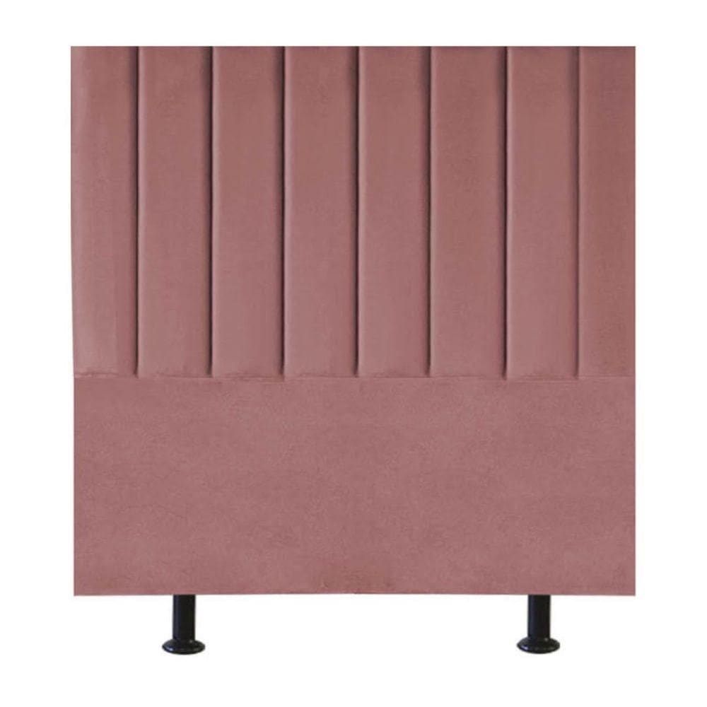 Cabeceira Estofada Cama Box Solteiro 90 Cm Maria Veludo Rosê