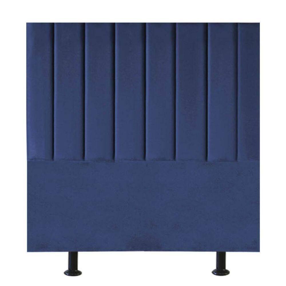 Cabeceira Estofada Cama Box King 195 Cm Maria Suede Azul Marinho