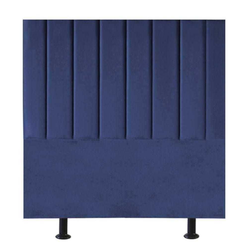 Cabeceira Estofada Cama Box King 195 Cm Alice Veludo Azul Marinho