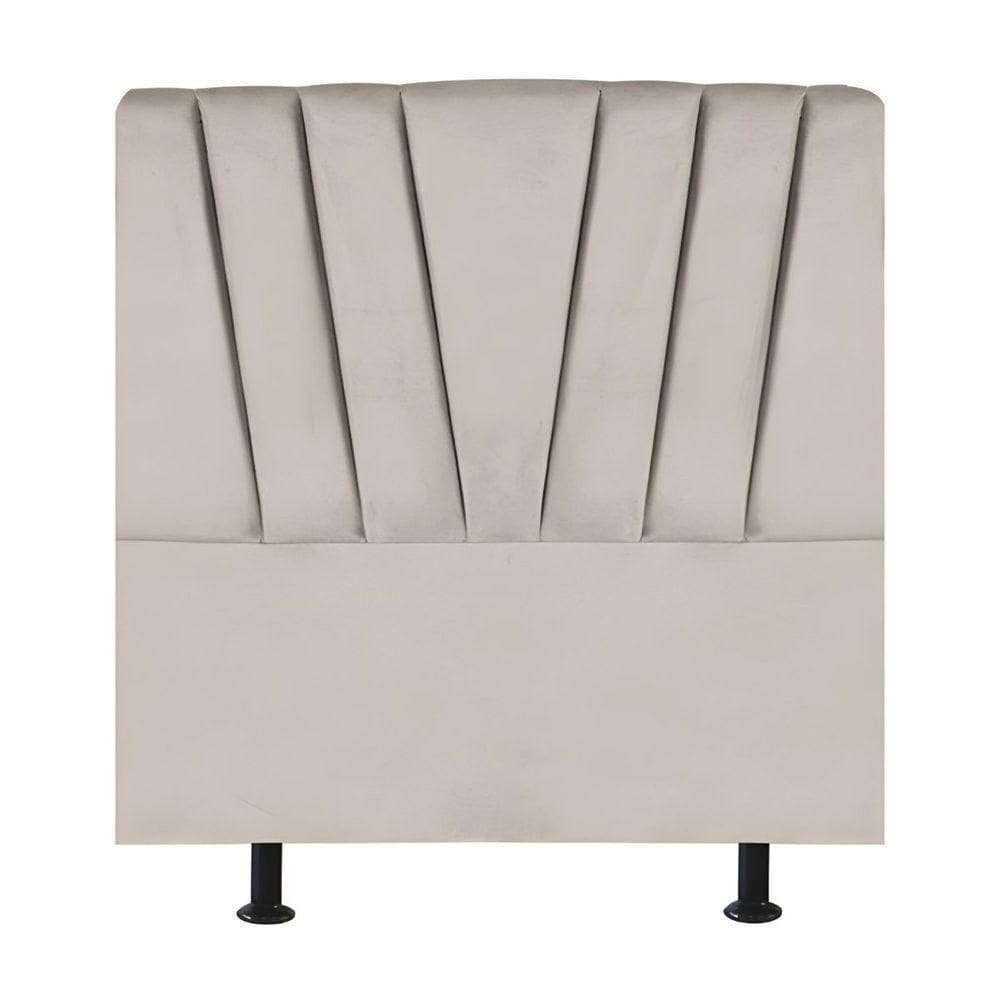 Cabeceira Estofada Cama Box Solteiro 90 Cm Louise Linho Bege