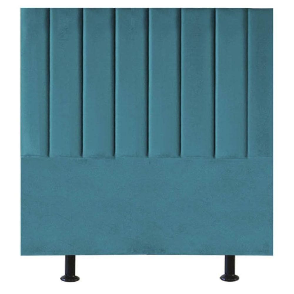 Cabeceira Estofada Cama Box Casal 140 Cm Alice Suede Azul Turquesa