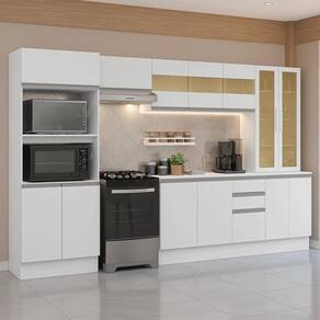 Armário De Cozinha Completa 100% Mdf 310 Cm Smart Madesa 04 Branco