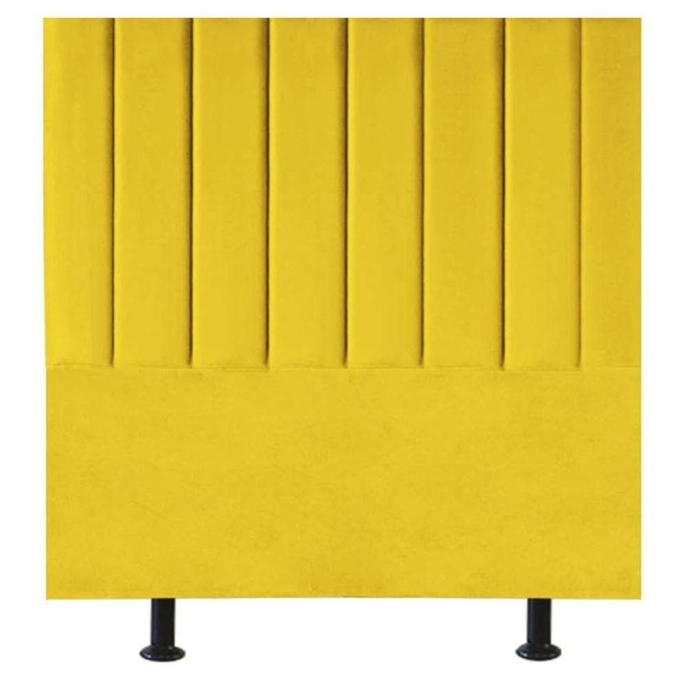 Cabeceira Estofada Cama Box Casal 140 Cm Alice Suede Amarelo