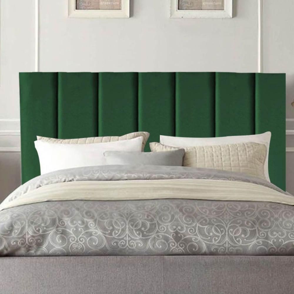 Cabeceira Estofada Cama Box Solteiro 90 Cm Laura Suede Verde