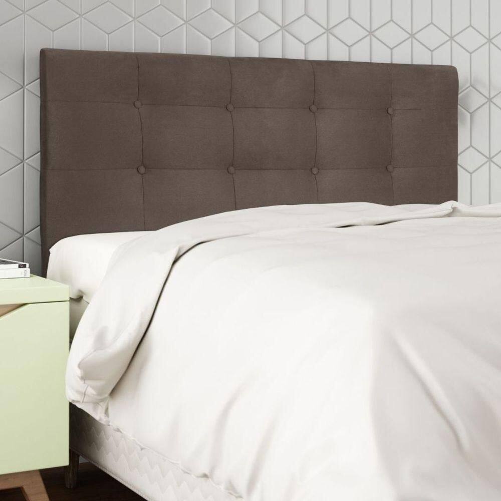 Cabeceira Estofada Cama Box Casal 140 Cm Milão Suede Suede Marrom