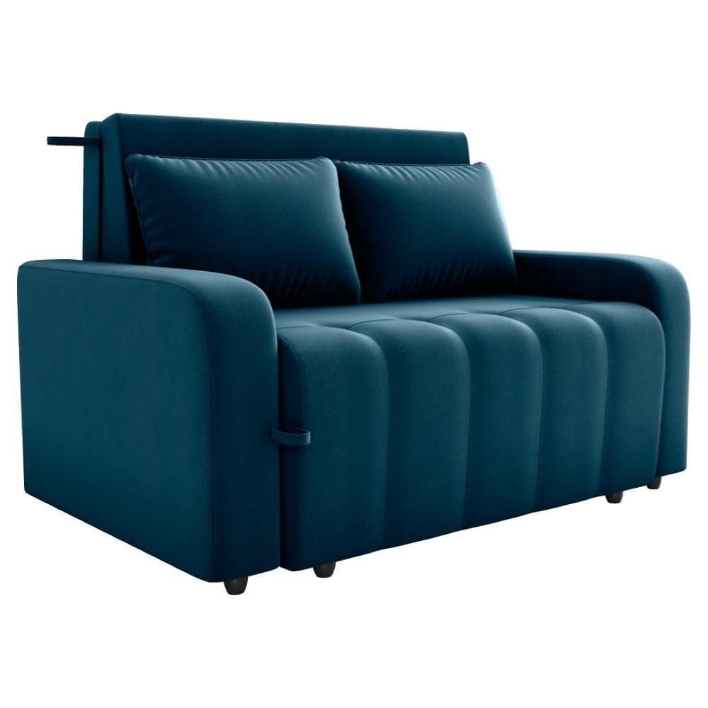 Sofa Cama 2 Lugares 138 Cm Amora Veludo Maserati Milani Store Azul