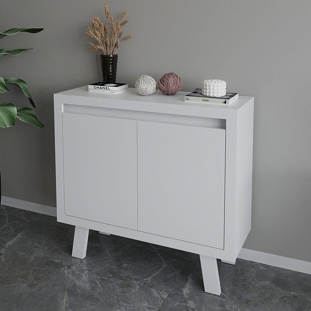 Balcão Para Escritório 90cm Com 2 Portas E 1 Prateleira Branco