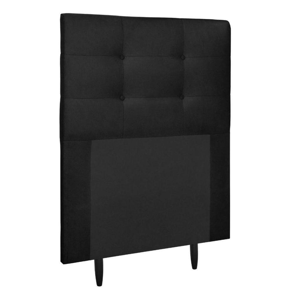 Cabeceira Estofada Cama Box Solteiro 90 Cm Irlanda Suede Preto