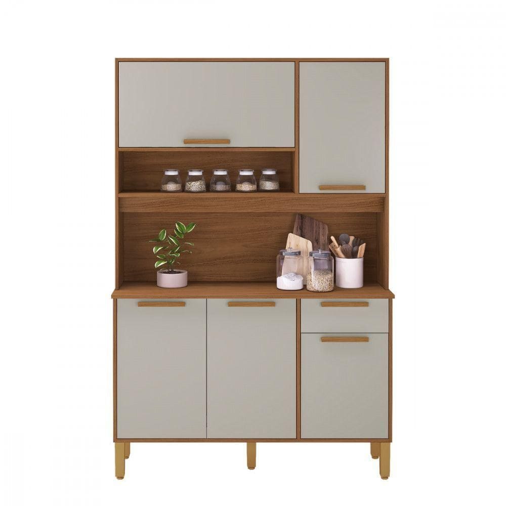Cozinha Compacta Sintra 120 Freijó Com Off White Indekes