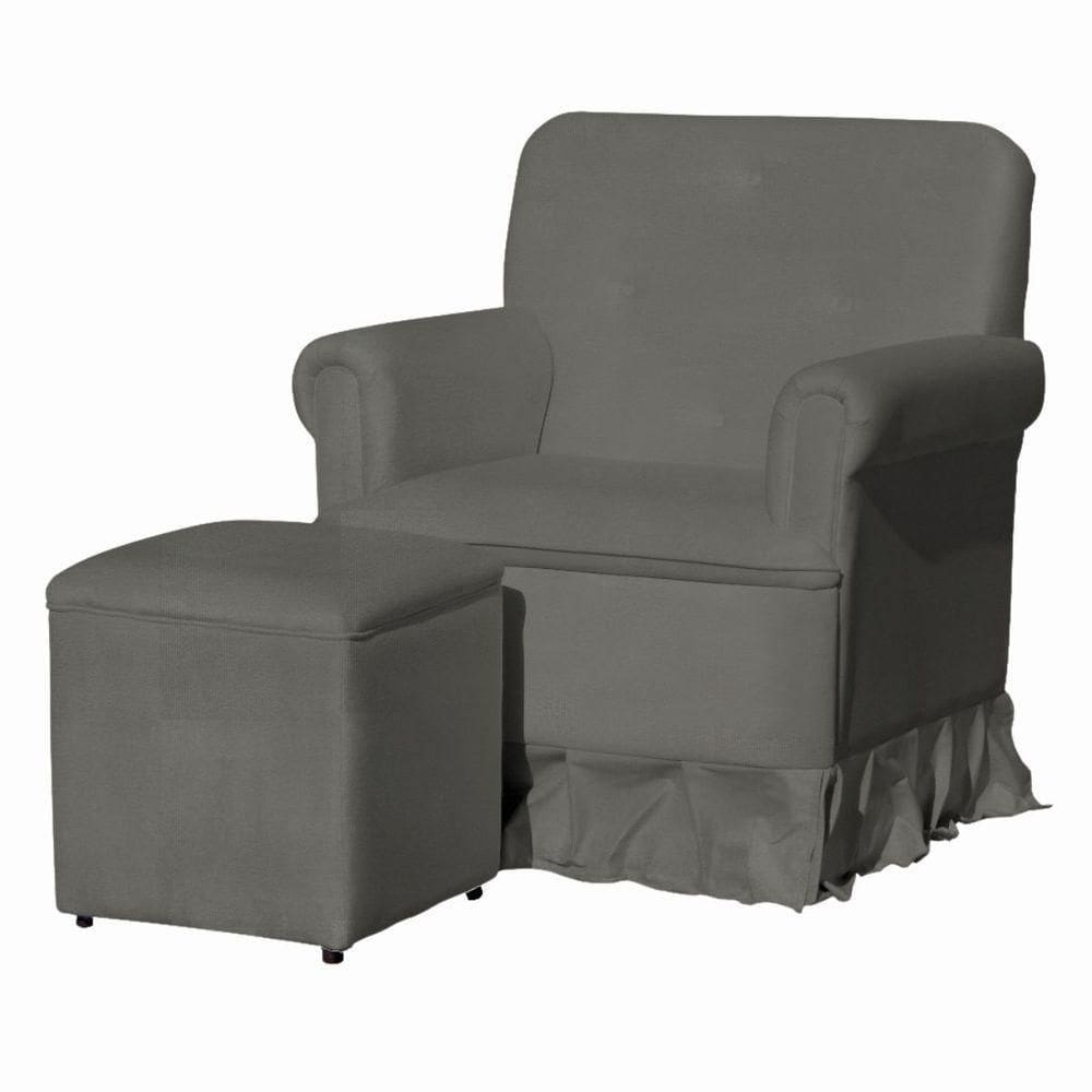 Poltrona Balanço De Amamentação Quarto Com Puff Emilia Suede Cinza