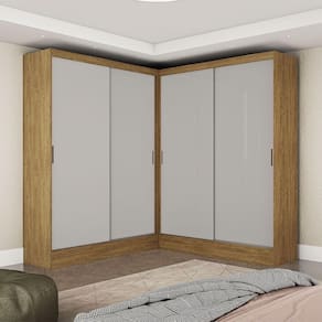 Closet Casal Duplo Belém 4 Portas 4 Gavetas Carioca Móveis Cinamomo Com Off White