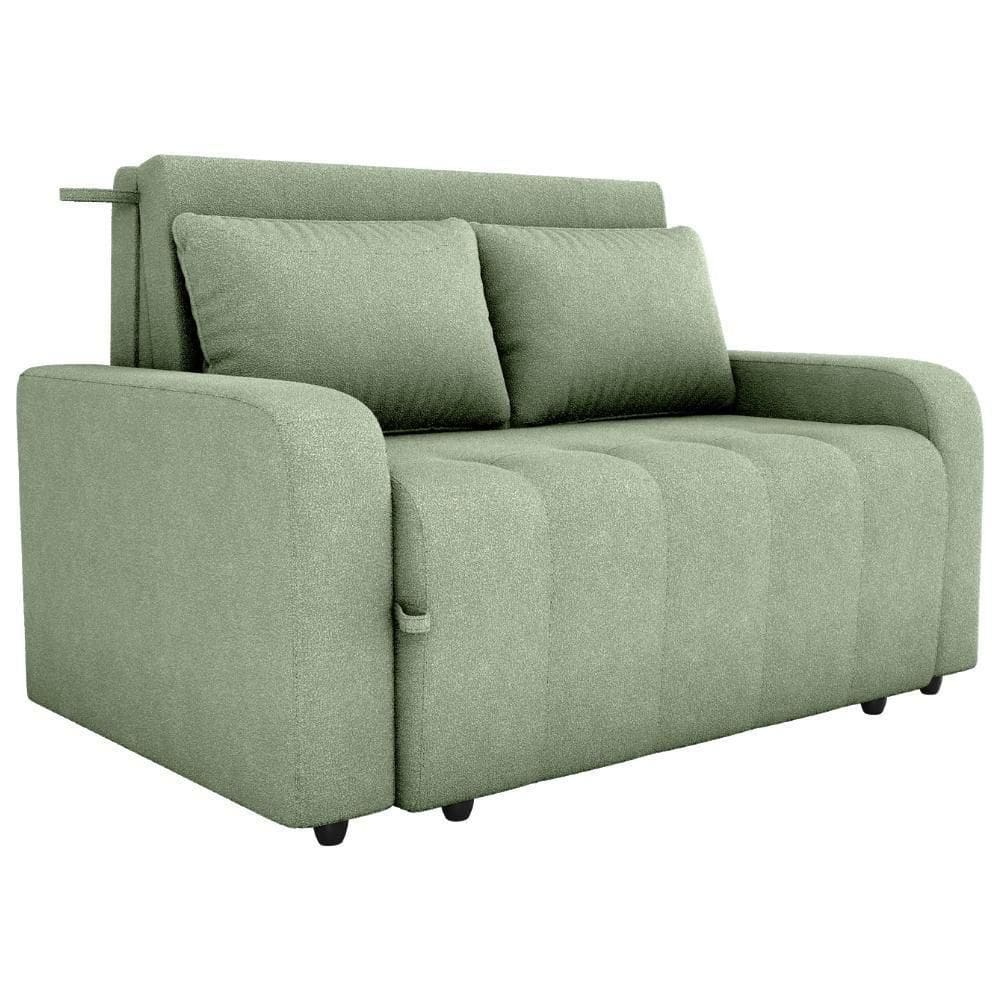 Sofa Cama 2 Lugares 138 Cm Amora Tecido Boucle F494 Milani Store Oliva