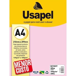 Papel Sulfite A4 Colorido Offset 180g 60k Rosa 50fls - Filiperson