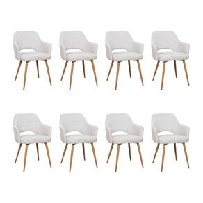 Kit 8 Cadeiras De Jantar Dakota Estrutura Aço Carbono Laminado Natural Com Estofado Linho Cru