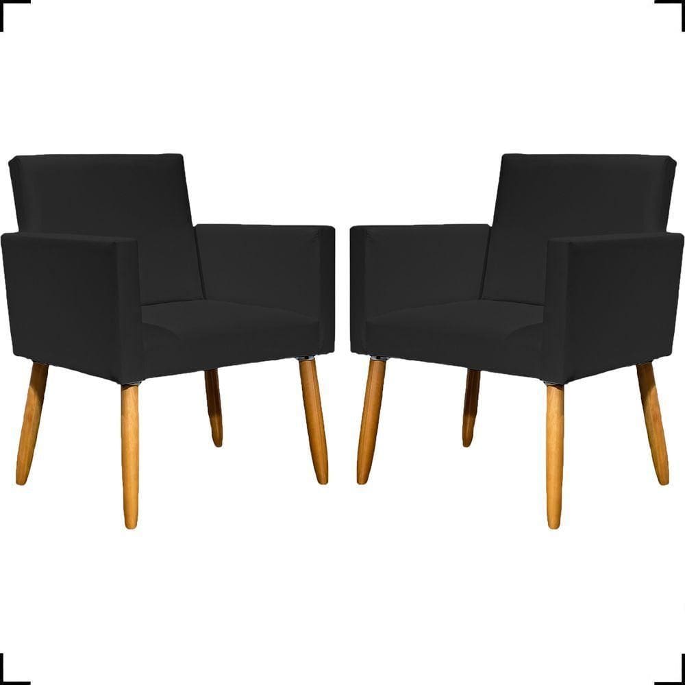 Kit 2 Poltronas Decorativa Para Sala Recepção Consultório Nina Corino Cores Pé Palito 30 Cm Castanho