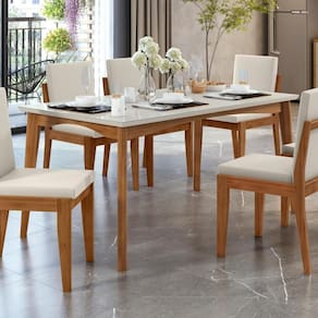 Mesa De Jantar 6 Lugares 160cmx90cm Monalisa Natural/off White Nesher Natural/off White