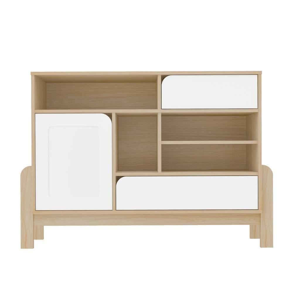 Buffet 1 Porta 2 Gavetas Nature Mdf E Branco 120cm