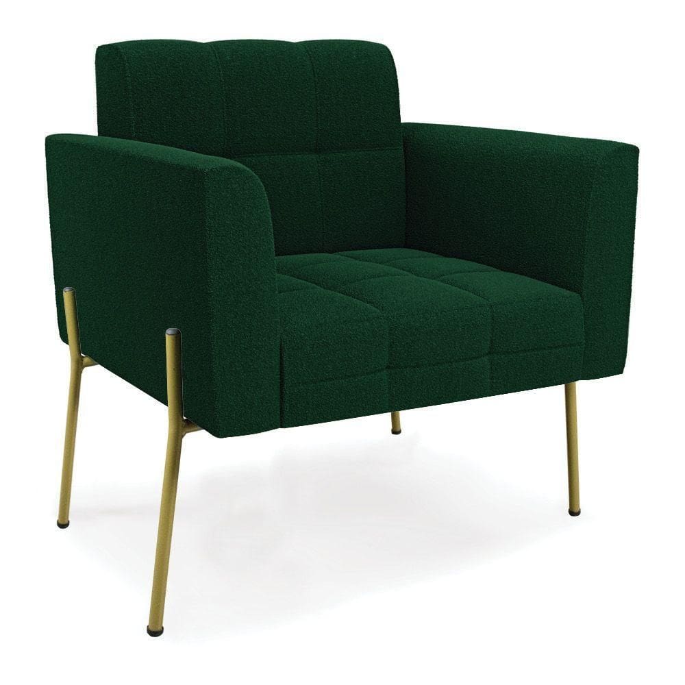 Poltrona Sala De Estar Pé De Ferro Dourado Elisa Bouclê D03 - D?rossi Cor Verde