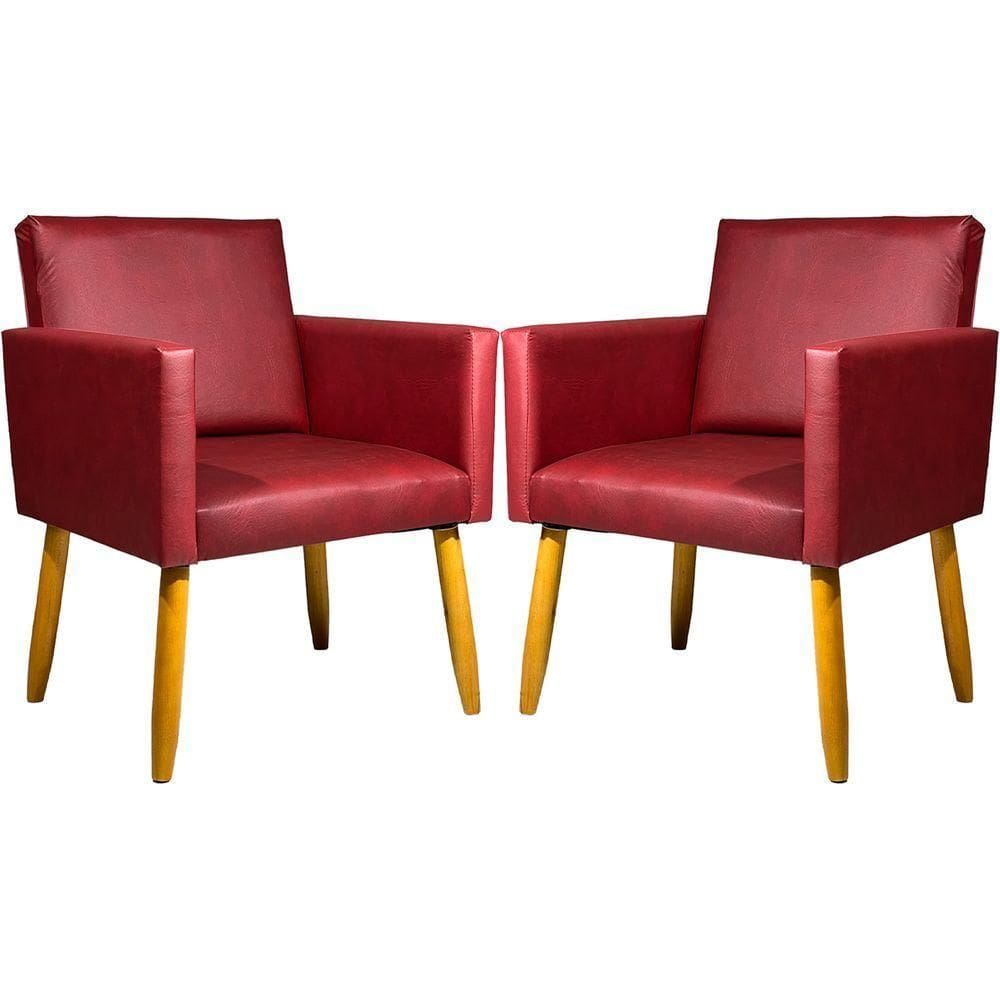 Kit 2 Poltronas Decorativa Para Sala Recepção Consultório Nina Corino Cores Pé Palito 30 Cm Castanho