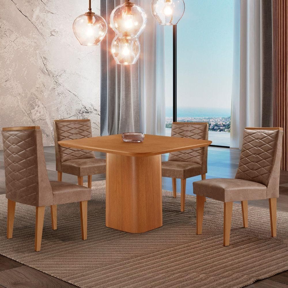 Mesa De Jantar Eloise 90 cm Tampo Mdf 4 Cadeiras Moderna