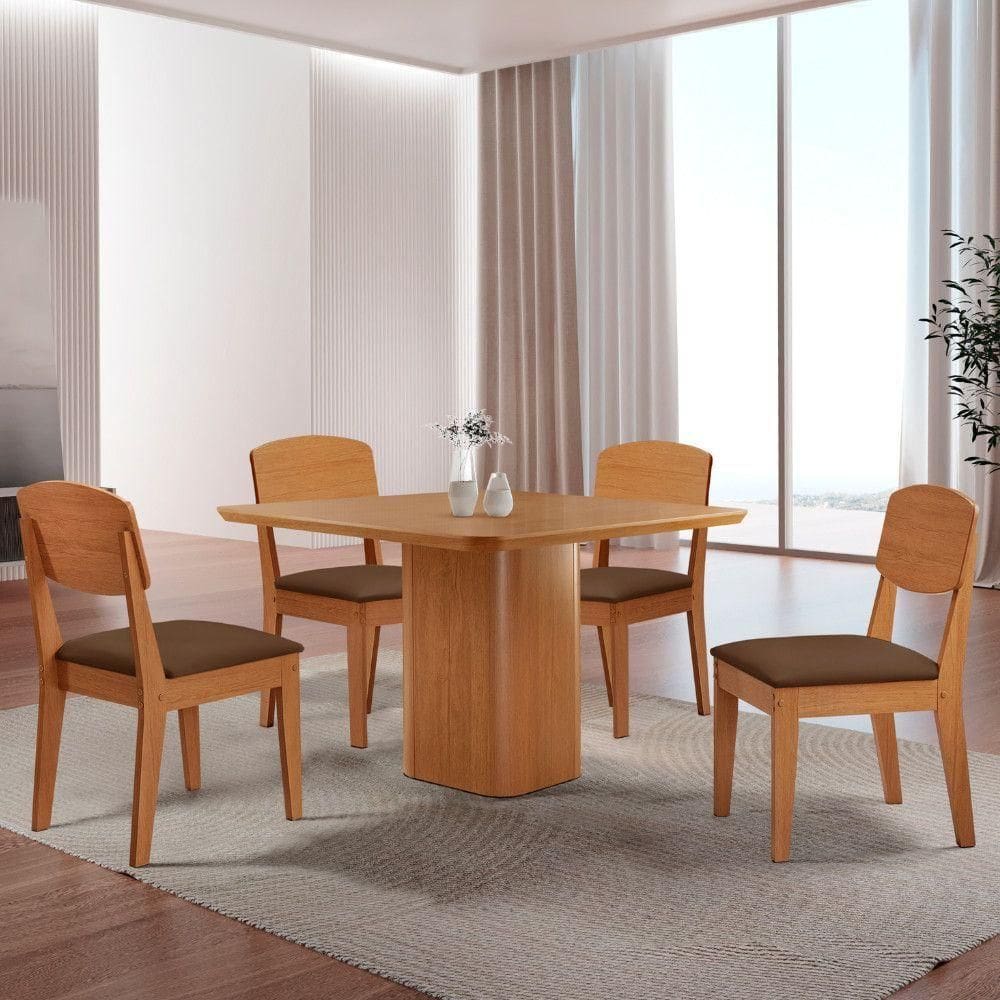 Mesa De Jantar Eloise 90 cm Tampo Mdf 4 Cadeiras Copper