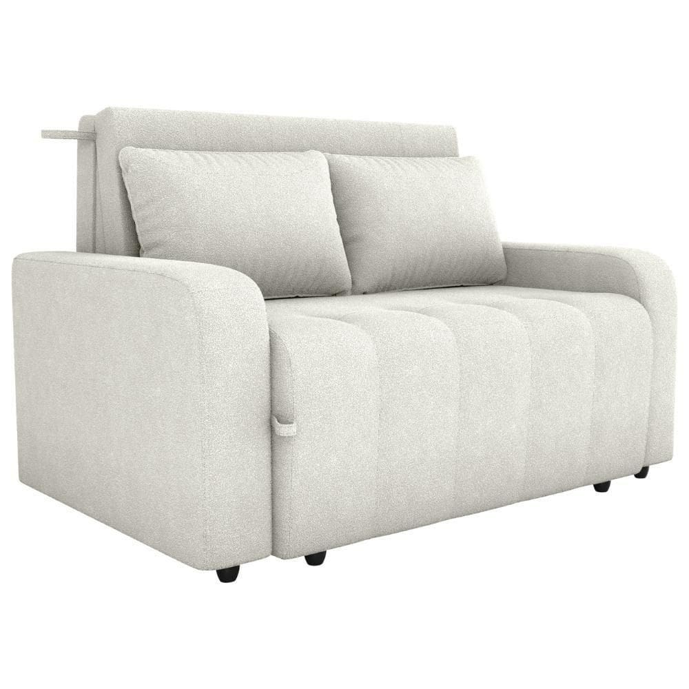 Sofa Cama 2 Lugares 138 Cm Amora Tecido Boucle F492 Milani Store Natural