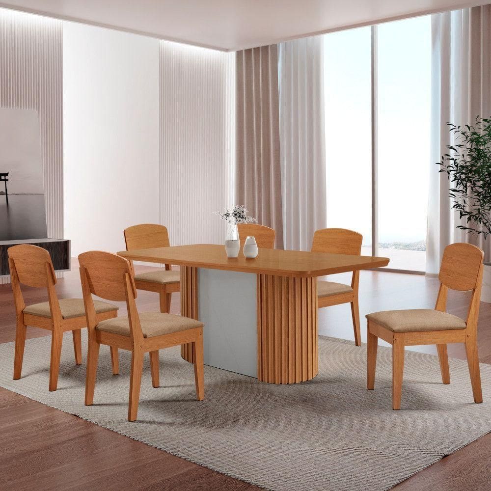 Mesa De Jantar Aspen 180cm Tampo Mdf Laminado Turim 07/ /off White