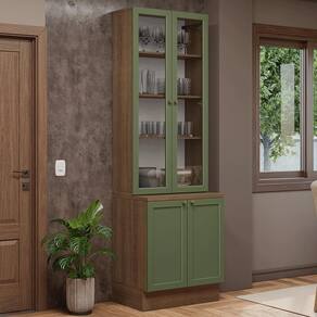 Kit Balcão + Cristaleira 70 Cm Vik Madesa 02 Rustic/verde