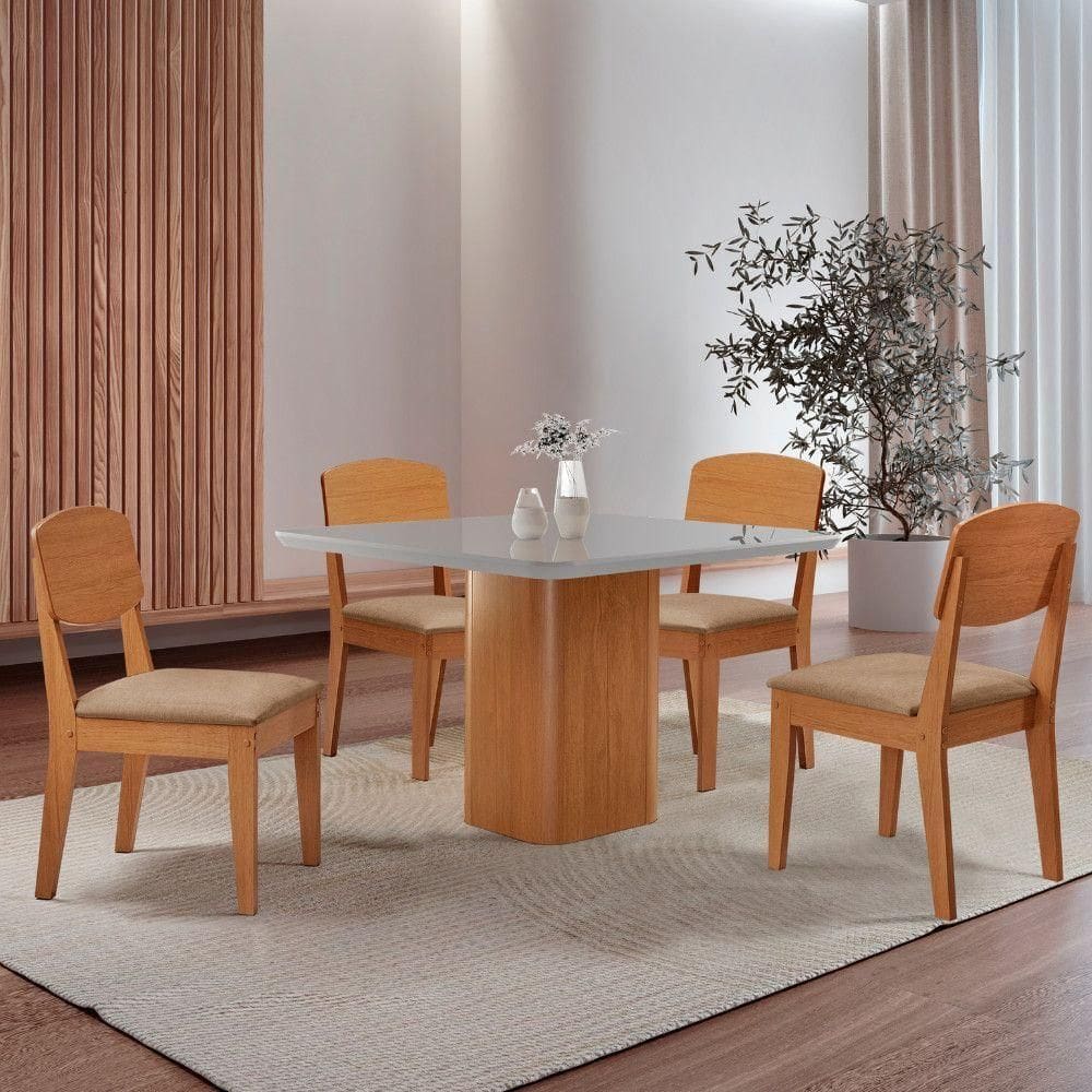 Mesa De Jantar Eloise 90cm 4 Cadeiras Copper Turim