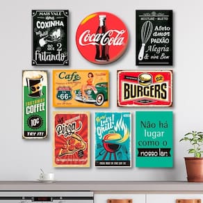 Kit Placas Decorativas Cozinha Frases Vintage Mdf -9 Placas