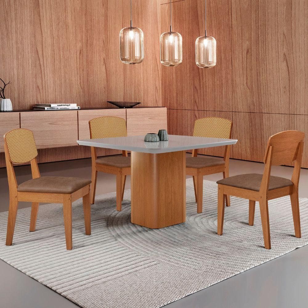 Mesa De Jantar Eloise 90 cm Tampo Mdf 4Cadeiras Moderna.