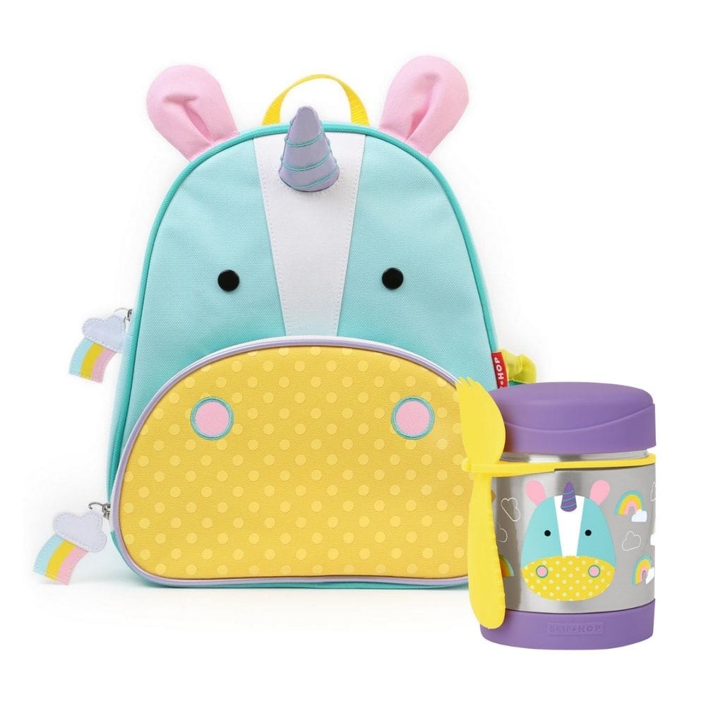 Kit Escolar Mochila Infantil e Pote Térmico com Talher Zoo Unicórnio - Skip Hop