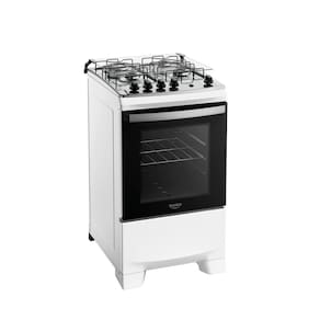 Fogão 4 Bocas a Gás Dako Supreme com Mesa de Inox e Forno 60L Branco Bivolt