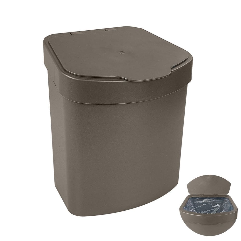 Lixeira 2,5 Litros Com Tampa Plástica de Pia Bancada Cozinha Cor Café - 1109CF Future