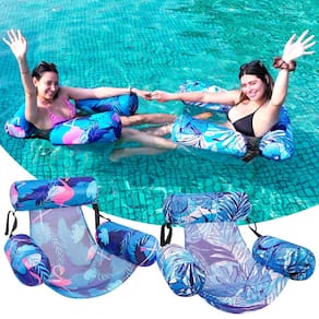 Cadeira flutuante de piscina inflável, pacote com 2 unidades para adultos Happy Aplenty