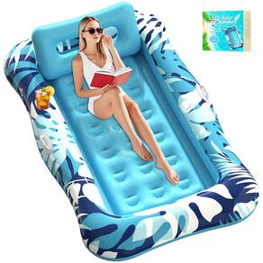 Espreguiçadeira de bronzeamento inflável Pool Float Nenrsl para adultos com travesseiro