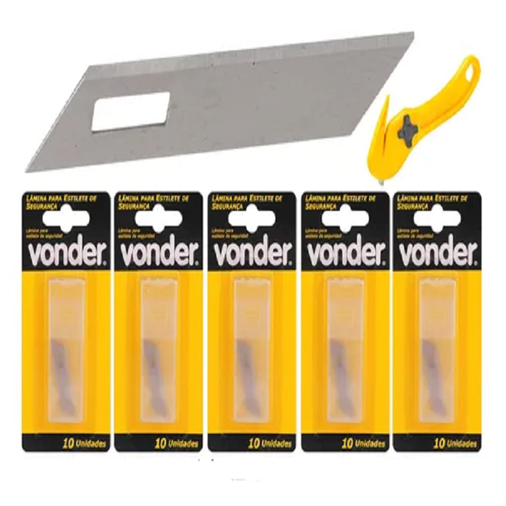 Kit 50 lâminas Para Estilete de Segurança 9 mm Vonder