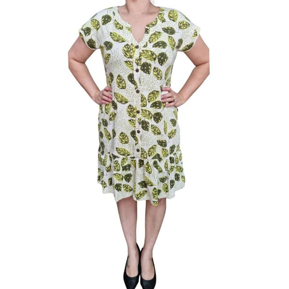 Vestido Fajos Estampado MC Plus Size