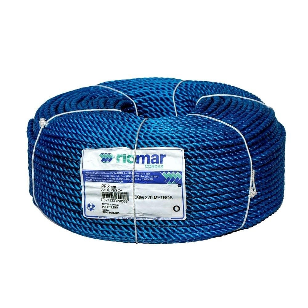 Corda Torcida Riomar Polietileno Pesca 8mmx220m Azul