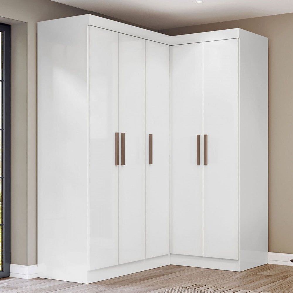 Guarda-Roupa Solteiro Modulado Paris 5 Portas Branco Cinamomo/Off - Maxel