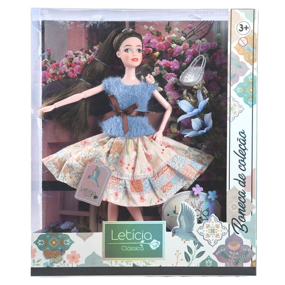 Boneca Leticia Classica - Boneca de Colecao - Azul TERRACO