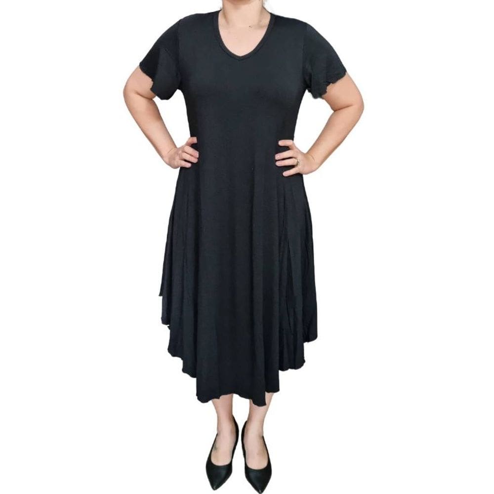 Vestido Raio de Luz Preto Plus Size Viscose