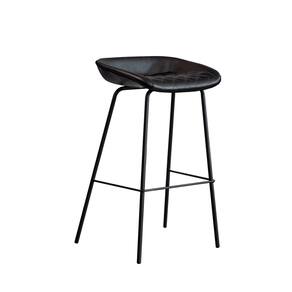 Cadeira Banqueta Alta Com Assento Estofado em Couro Black Leather - EdeCasaMoveis