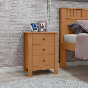 Mesa de Cabeceira Dubai com 3 Gavetas New Amendoa Clean