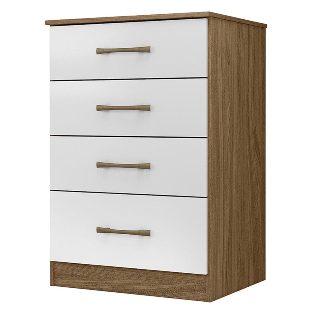 Cômoda Para Quarto 61cm Com 4 Gavetas Miriad Naturale/Branco Z17 - Mpozenato