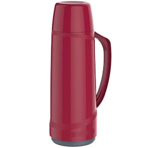 Garrafa Térmica 1L ampola de vidro Vermelha Cristal Soprano